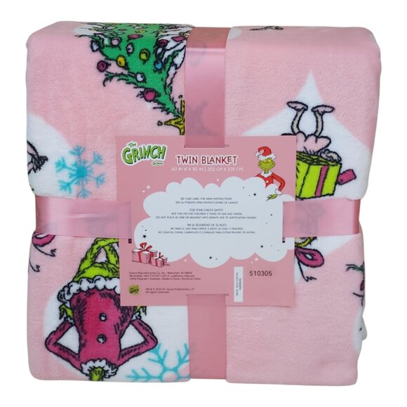 Dr. Seuss The Grinch Oversized Plush Throw Blanket 60X90" Twin Christmas Holiday - Picture 6 of 11
